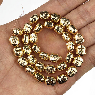 Κεφαλή Βούδα Χρυσό Χρώμα Ασημί Επιμεταλλωμένο Αιματίτη Φυσική Πέτρα 8*10mm 20τμχ Χαλαρές Χάντρες για Κατασκευή κοσμημάτων Diy αξεσουάρ βραχιολιών