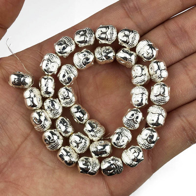 Κεφαλή Βούδα Χρυσό Χρώμα Ασημί Επιμεταλλωμένο Αιματίτη Φυσική Πέτρα 8*10mm 20τμχ Χαλαρές Χάντρες για Κατασκευή κοσμημάτων Diy αξεσουάρ βραχιολιών