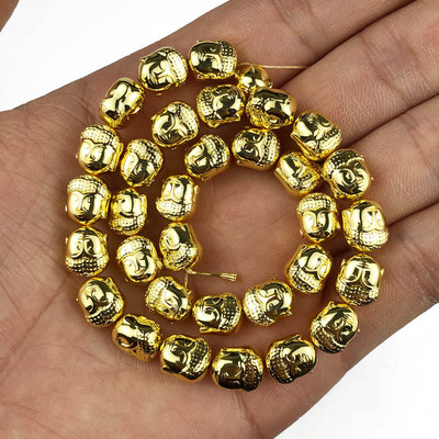 Κεφαλή Βούδα Χρυσό Χρώμα Ασημί Επιμεταλλωμένο Αιματίτη Φυσική Πέτρα 8*10mm 20τμχ Χαλαρές Χάντρες για Κατασκευή κοσμημάτων Diy αξεσουάρ βραχιολιών