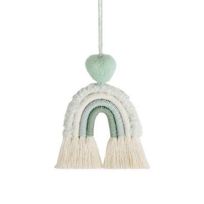 Δημιουργικό μενταγιόν αυτοκινήτου σε σχήμα καρδιάς Χειροποίητο βαμβακερό σχοινί υφασμένο στολίδι αγάπης κρεμαστό Διακόσμηση αυτοκινήτου Αξεσουάρ αυτοκινήτου σε σκανδιναβικό στυλ