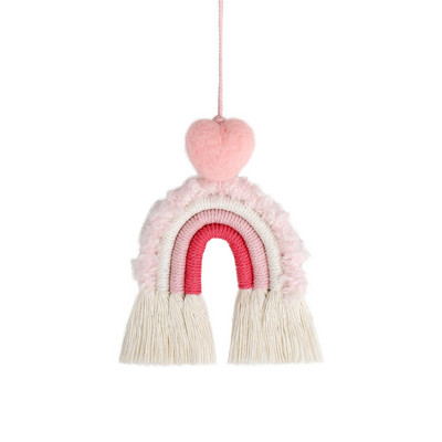 Δημιουργικό μενταγιόν αυτοκινήτου σε σχήμα καρδιάς Χειροποίητο βαμβακερό σχοινί υφασμένο στολίδι αγάπης κρεμαστό Διακόσμηση αυτοκινήτου Αξεσουάρ αυτοκινήτου σε σκανδιναβικό στυλ