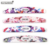 12 τεμ./Παρτίδα Γκρι λίμες νυχιών Ξύλινο επαγγελματικό λίμα σε στυλ φεγγαριού 100/120/150/180/240 Limas Εργαλεία μανικιούρ Σχέδιο πεταλούδας