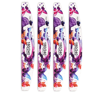 12 τεμ./Παρτίδα Γκρι λίμες νυχιών Ξύλινο επαγγελματικό λίμα σε στυλ φεγγαριού 100/120/150/180/240 Limas Εργαλεία μανικιούρ Σχέδιο πεταλούδας