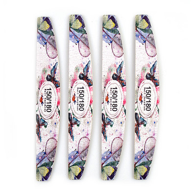 12 τεμ./Παρτίδα Γκρι λίμες νυχιών Ξύλινο επαγγελματικό λίμα σε στυλ φεγγαριού 100/120/150/180/240 Limas Εργαλεία μανικιούρ Σχέδιο πεταλούδας