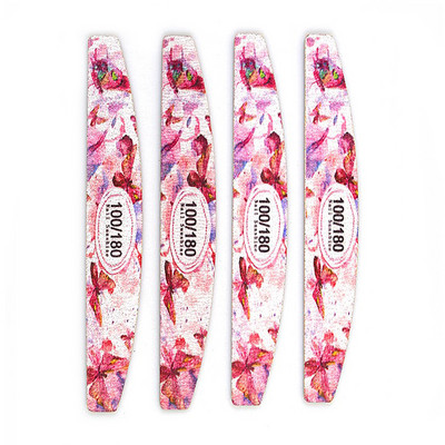 12 τεμ./Παρτίδα Γκρι λίμες νυχιών Ξύλινο επαγγελματικό λίμα σε στυλ φεγγαριού 100/120/150/180/240 Limas Εργαλεία μανικιούρ Σχέδιο πεταλούδας