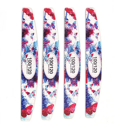 12 τεμ./Παρτίδα Γκρι λίμες νυχιών Ξύλινο επαγγελματικό λίμα σε στυλ φεγγαριού 100/120/150/180/240 Limas Εργαλεία μανικιούρ Σχέδιο πεταλούδας