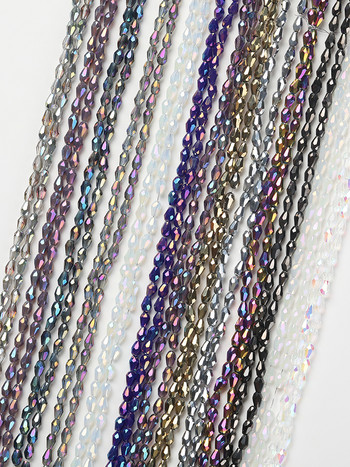 1 σκέλος 2x4mm Πολύχρωμη σταγόνα ρυζιού Σχήμα ΑΒ Επίστρωση Πολυεπίπεδες γυάλινες χάντρες για κοσμήματα Κατασκευή κοσμημάτων Diy Beads Κοσμήματα χονδρικής