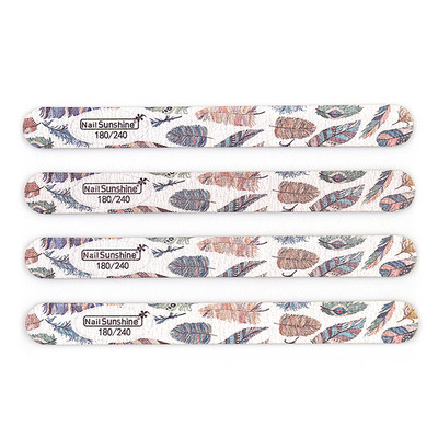 16 kom. Drvena turpija za nokte s otiskom perja 100/120/180/240 Profesionalni blok za poliranje Ravni jaki drveni pufer Alati za njegu manikure