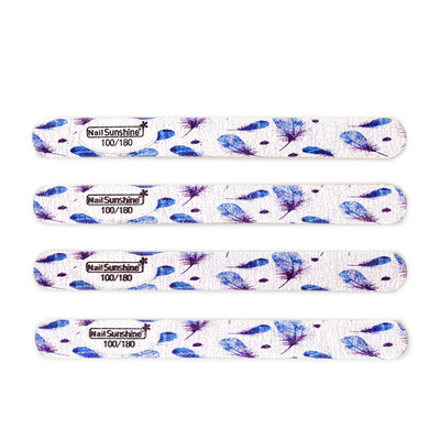 16 kom. Drvena turpija za nokte s otiskom perja 100/120/180/240 Profesionalni blok za poliranje Ravni jaki drveni pufer Alati za njegu manikure