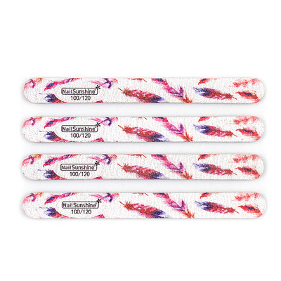 16 kom. Drvena turpija za nokte s otiskom perja 100/120/180/240 Profesionalni blok za poliranje Ravni jaki drveni pufer Alati za njegu manikure