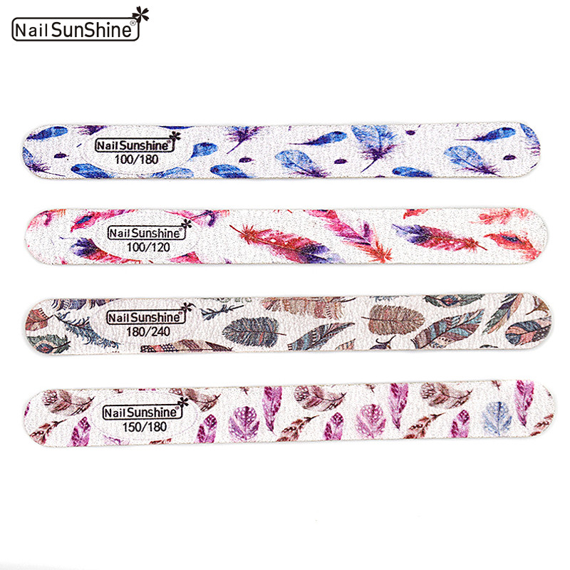 16 kom. Drvena turpija za nokte s otiskom perja 100/120/180/240 Profesionalni blok za poliranje Ravni jaki drveni pufer Alati za njegu manikure