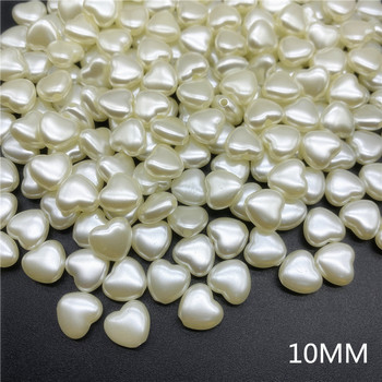 50 бр. 10 mm имитация на перли, акрилни мъниста Heart Shaep Раздалечени мъниста за изработка на бижута Направи си сам Charms Гривна Necklac Аксесоари