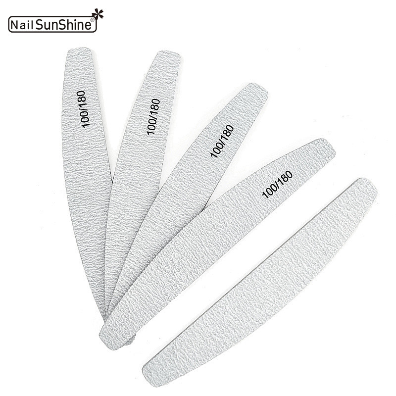 5 buc pile de unghii 100/180 subțire smirghel gri tampon pentru unghii șlefuit hârtie șmirghel pile pentru unghii manichiură pedichiură jumătate de lună curbat instrument pentru unghii