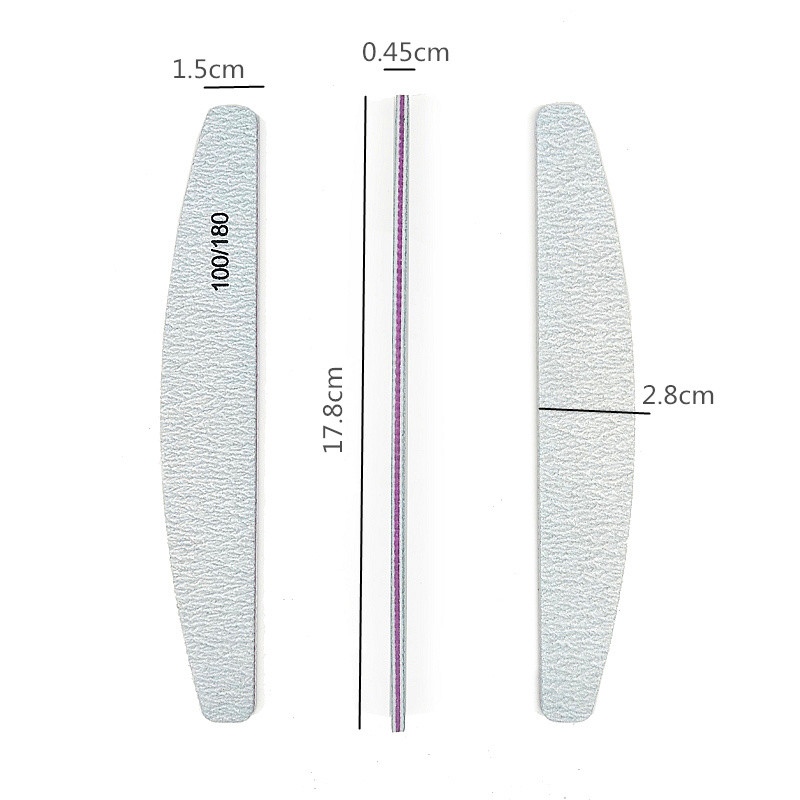 5 buc pile de unghii 100/180 subțire smirghel gri tampon pentru unghii șlefuit hârtie șmirghel pile pentru unghii manichiură pedichiură jumătate de lună curbat instrument pentru unghii