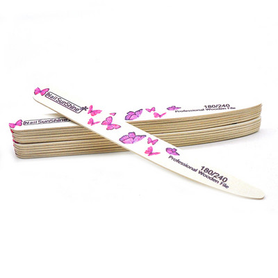 10 tk/partii puidust küüneviilid 100/120/150/180/240 liblikaga trükitud tugev liivapaber valge puitviilid puhver UV-geelpoleerija tööriistad