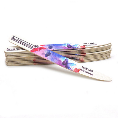 10 tk/partii puidust küüneviilid 100/120/150/180/240 liblikaga trükitud tugev liivapaber valge puitviilid puhver UV-geelpoleerija tööriistad