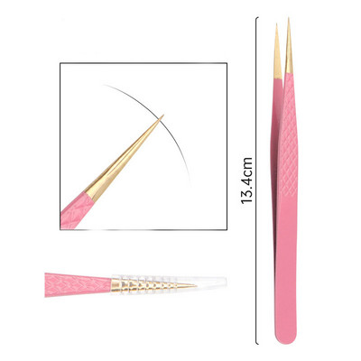 1 tk ripsmepikenduspintsetid, roosad roostevabast terasest ülikõvad kiudotstega pintsetid ülitäpsed antistaatilised pintsetid