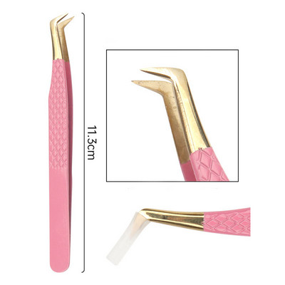 1 tk ripsmepikenduspintsetid, roosad roostevabast terasest ülikõvad kiudotstega pintsetid ülitäpsed antistaatilised pintsetid