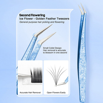 2023 Eyelash Tweezers Ice Flower Αντιστατικό 3D Accurate Professional Ebrows Lash Extension Supplies Εργαλεία μακιγιάζ 100% κλείσιμο