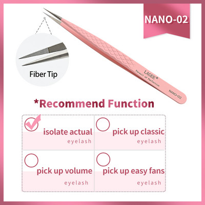 LAGEE New Fiber Tips Ripsmepikenduspintsett Volume Isolation Täpsed ripsmetangid Nanotehnoloogia meigitööriistad Nagarakust