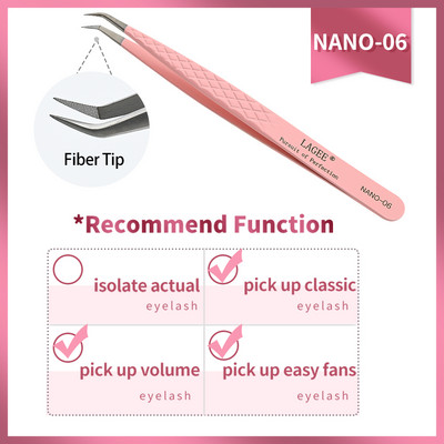 LAGEE New Fiber Tips Ripsmepikenduspintsett Volume Isolation Täpsed ripsmetangid Nanotehnoloogia meigitööriistad Nagarakust