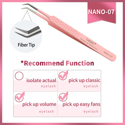 LAGEE New Fiber Tips Ripsmepikenduspintsett Volume Isolation Täpsed ripsmetangid Nanotehnoloogia meigitööriistad Nagarakust