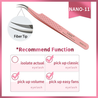 LAGEE New Fiber Tips Ripsmepikenduspintsett Volume Isolation Täpsed ripsmetangid Nanotehnoloogia meigitööriistad Nagarakust