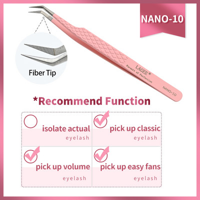 LAGEE New Fiber Tips Ripsmepikenduspintsett Volume Isolation Täpsed ripsmetangid Nanotehnoloogia meigitööriistad Nagarakust