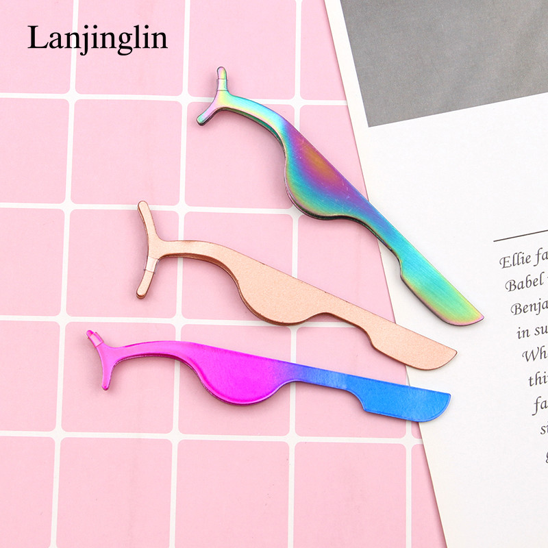 1 vnt netikrų blakstienų pincetai netikrų blakstienų aplikatorius blakstienų priauginimo rietiklis žnyplės pagalbinis spaustukas makiažo žnyplės įrankiai