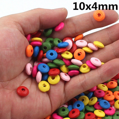 100 τμχ 10 12mm Μικτό Χρώμα Ξύλινες Χάντρες Στρογγυλές Φακές Χαλαρές Χάντρες για Κοσμήματα Κατασκευή DIY Αξεσουάρ κολιέ βραχιόλι