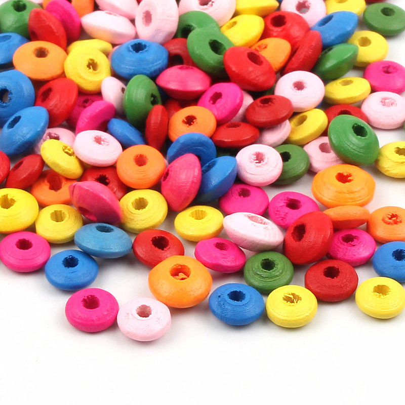 100 τμχ 10 12mm Μικτό Χρώμα Ξύλινες Χάντρες Στρογγυλές Φακές Χαλαρές Χάντρες για Κοσμήματα Κατασκευή DIY Αξεσουάρ κολιέ βραχιόλι