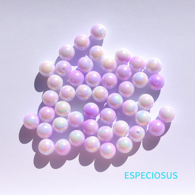 Στρογγυλό σχήμα πολύχρωμες επιμεταλλωμένες ακρυλικές χάντρες 10mm Βραχιόλι αξεσουάρ DIY Τμήματα κατασκευής κοσμημάτων Imitation Pearl Spacer