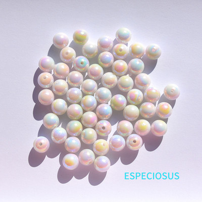 Στρογγυλό σχήμα πολύχρωμες επιμεταλλωμένες ακρυλικές χάντρες 10mm Βραχιόλι αξεσουάρ DIY Τμήματα κατασκευής κοσμημάτων Imitation Pearl Spacer