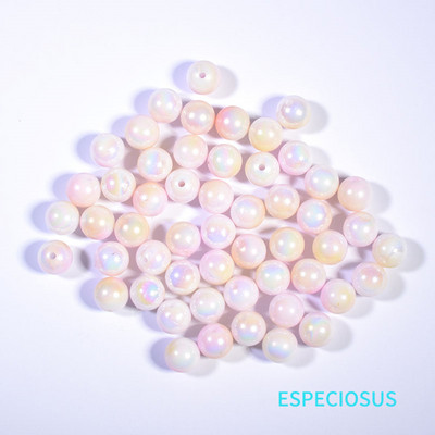 Στρογγυλό σχήμα πολύχρωμες επιμεταλλωμένες ακρυλικές χάντρες 10mm Βραχιόλι αξεσουάρ DIY Τμήματα κατασκευής κοσμημάτων Imitation Pearl Spacer