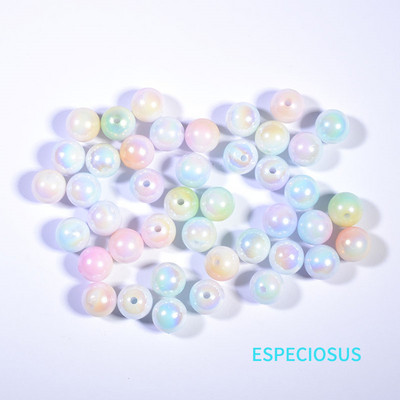 Στρογγυλό σχήμα πολύχρωμες επιμεταλλωμένες ακρυλικές χάντρες 10mm Βραχιόλι αξεσουάρ DIY Τμήματα κατασκευής κοσμημάτων Imitation Pearl Spacer