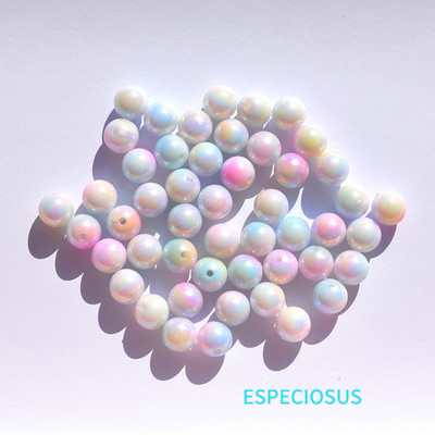 Στρογγυλό σχήμα πολύχρωμες επιμεταλλωμένες ακρυλικές χάντρες 10mm Βραχιόλι αξεσουάρ DIY Τμήματα κατασκευής κοσμημάτων Imitation Pearl Spacer