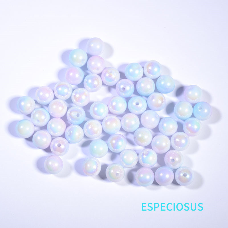 Στρογγυλό σχήμα πολύχρωμες επιμεταλλωμένες ακρυλικές χάντρες 10mm Βραχιόλι αξεσουάρ DIY Τμήματα κατασκευής κοσμημάτων Imitation Pearl Spacer