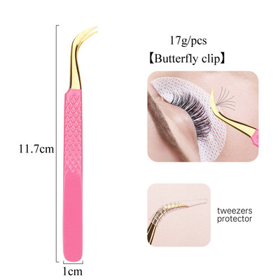 1 tk Roosad Superkõvad roostevabast terasest ripsmepintsetid Antistaatilised Mittemagnetilised Professionaalsed Pincet 3D Ripsmemeigipintsetid