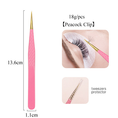 1 tk Roosad Superkõvad roostevabast terasest ripsmepintsetid Antistaatilised Mittemagnetilised Professionaalsed Pincet 3D Ripsmemeigipintsetid