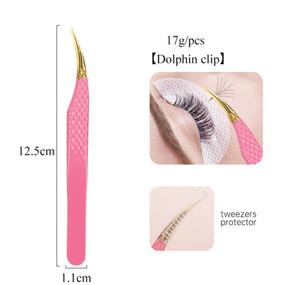 1 tk Roosad Superkõvad roostevabast terasest ripsmepintsetid Antistaatilised Mittemagnetilised Professionaalsed Pincet 3D Ripsmemeigipintsetid