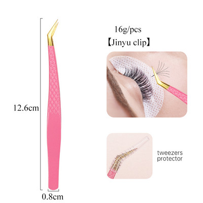 1 tk Roosad Superkõvad roostevabast terasest ripsmepintsetid Antistaatilised Mittemagnetilised Professionaalsed Pincet 3D Ripsmemeigipintsetid