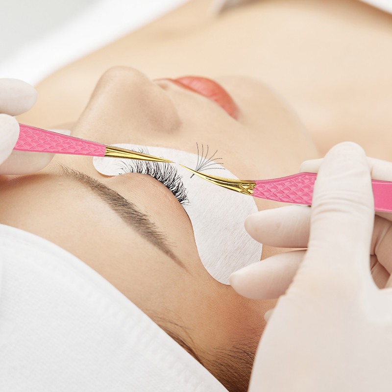 1 tk Roosad Superkõvad roostevabast terasest ripsmepintsetid Antistaatilised Mittemagnetilised Professionaalsed Pincet 3D Ripsmemeigipintsetid