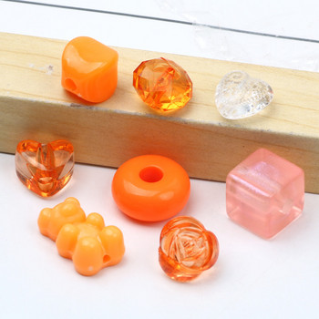 Ακρυλικές Χαλαρές Χάντρες Διαφανούς Πορτοκαλί σειράς 20g 8-34mm για κοσμήματα που κατασκευάζουν DIY Βραχιόλια Αξεσουάρ κολιέ βραχιόλι