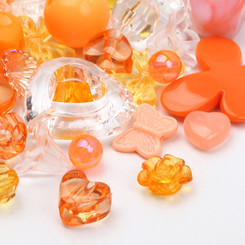 20g 8-34mm läbipaistev oranž seeria akrüül lahtised vahehelmed ehete valmistamiseks DIY käevõrud käevõru kaelakee tarvikud