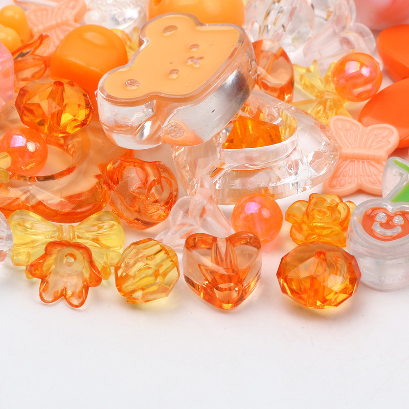 20g 8-34mm läbipaistev oranž seeria akrüül lahtised vahehelmed ehete valmistamiseks DIY käevõrud käevõru kaelakee tarvikud