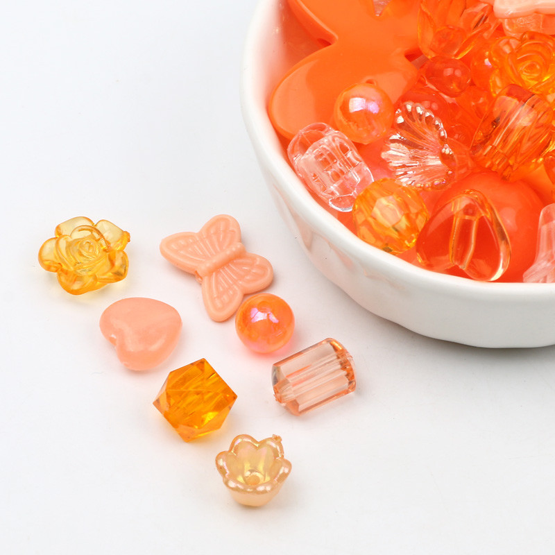 20g 8-34mm läbipaistev oranž seeria akrüül lahtised vahehelmed ehete valmistamiseks DIY käevõrud käevõru kaelakee tarvikud