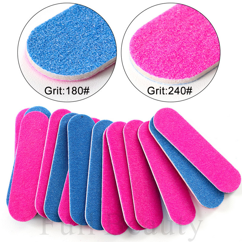 Set mini pile de unghii cu două fețe Bloc tampon de șlefuire Echipament de unică folosință pentru unghii 180/240 Set de instrumente de manichiură pentru oje cu gel SA858