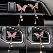 Κλιπ αεραγωγού αυτοκινήτου Αποσμητικό αέρα Kawaii Anime Διακόσμηση αυτοκινήτου Έξοδος αέρα Bling Diamond Butterfly Pink Αξεσουάρ αυτοκινήτου Εσωτερικό Γυναίκα
