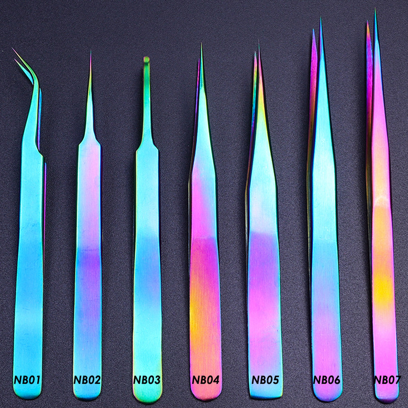 STZ ripsmete pintsetid roostevabast terasest kulmutangid 3D 6D ripsmepikendused pintsetid jumestusnipp küünekunsti tööriistad NB01-07