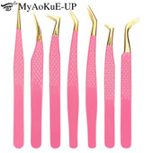 1db szempilla csipesz szempillahosszabbító kellékek rózsaszín rozsdamentes acél szemöldökcsipesz nagy pontosságú csipesz smink eszköz tartozékok